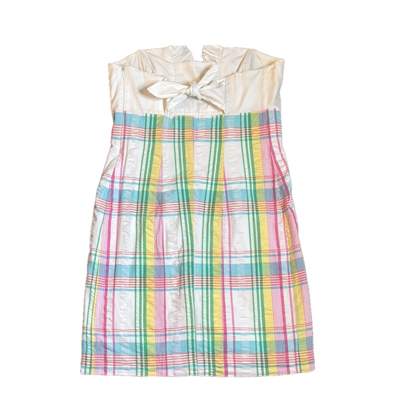 Lilly Pulitzer Size 12 Strapless Franco Cotton Dress Multi Summer Plaid - Picture 3 of 9